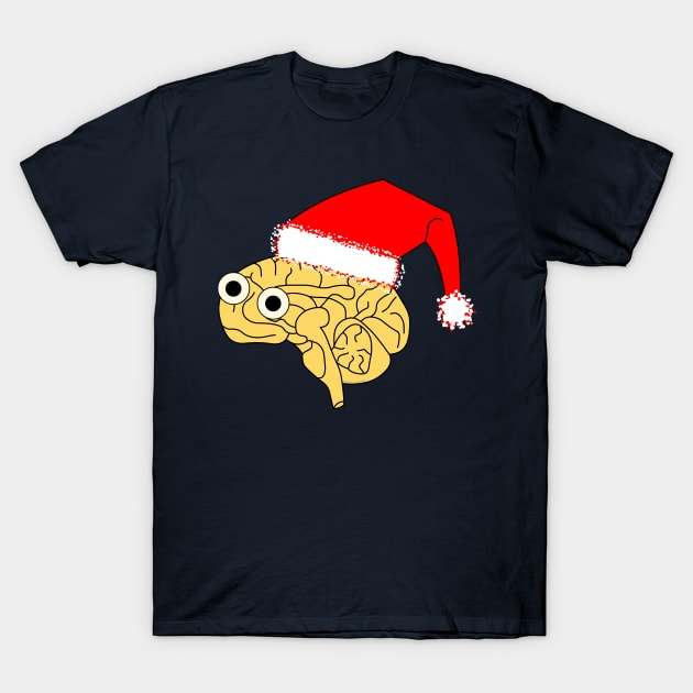 Santa Hat Brain T-Shirt by Barthol Graphics